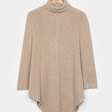 Beige Sabbia | Poncho cashmere rigenerato collo alto