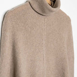 Beige Sabbia | Poncho cashmere rigenerato collo alto