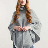 Grigio Calce | Poncho cashmere rigenerato collo alto