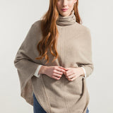 Beige Sabbia | Poncho cashmere rigenerato collo alto