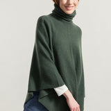 Verde Foresta | Poncho cashmere rigenerato collo alto