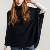 Nero Ardesia | Poncho cashmere rigenerato collo alto