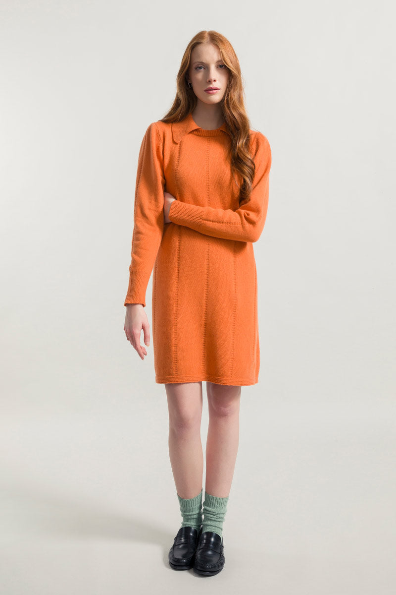 Arancio Becco d'Oca | Abito Cashmere Rigenerato Lisa