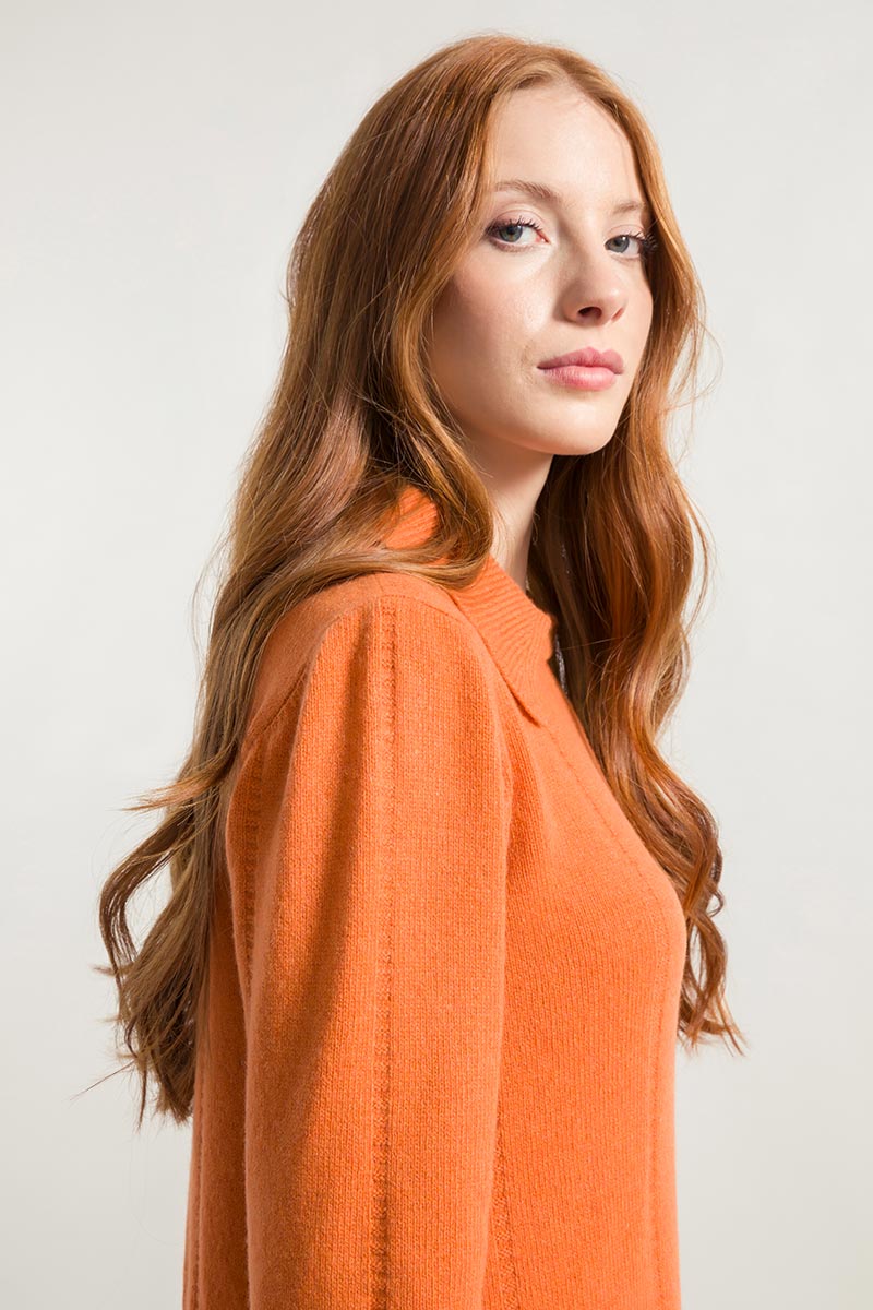 Arancio Becco d'Oca | Abito Cashmere Rigenerato Lisa