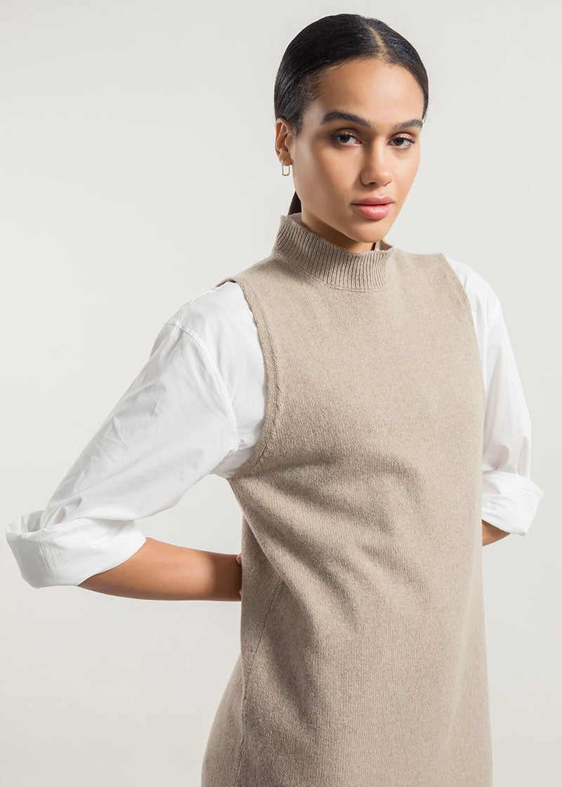 Beige Sabbia | Abito Cashmere Rigenerato Michela