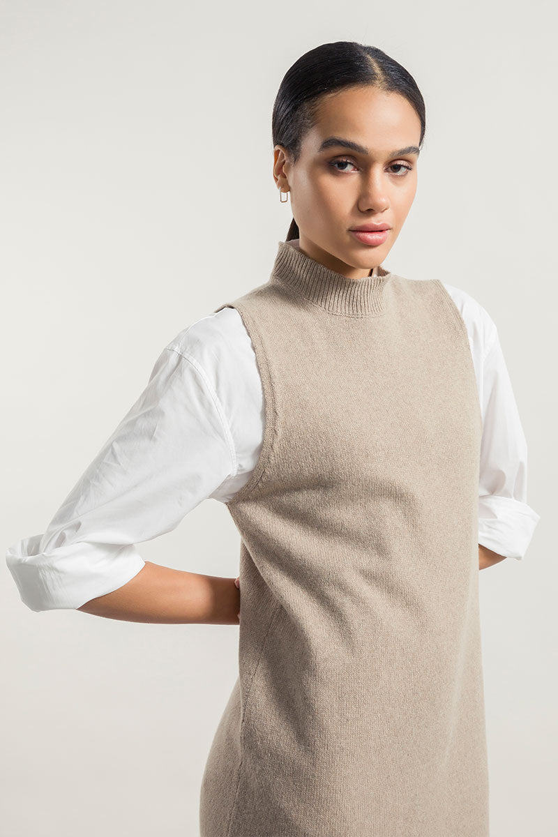 Beige Sabbia | Abito Cashmere Rigenerato Michela