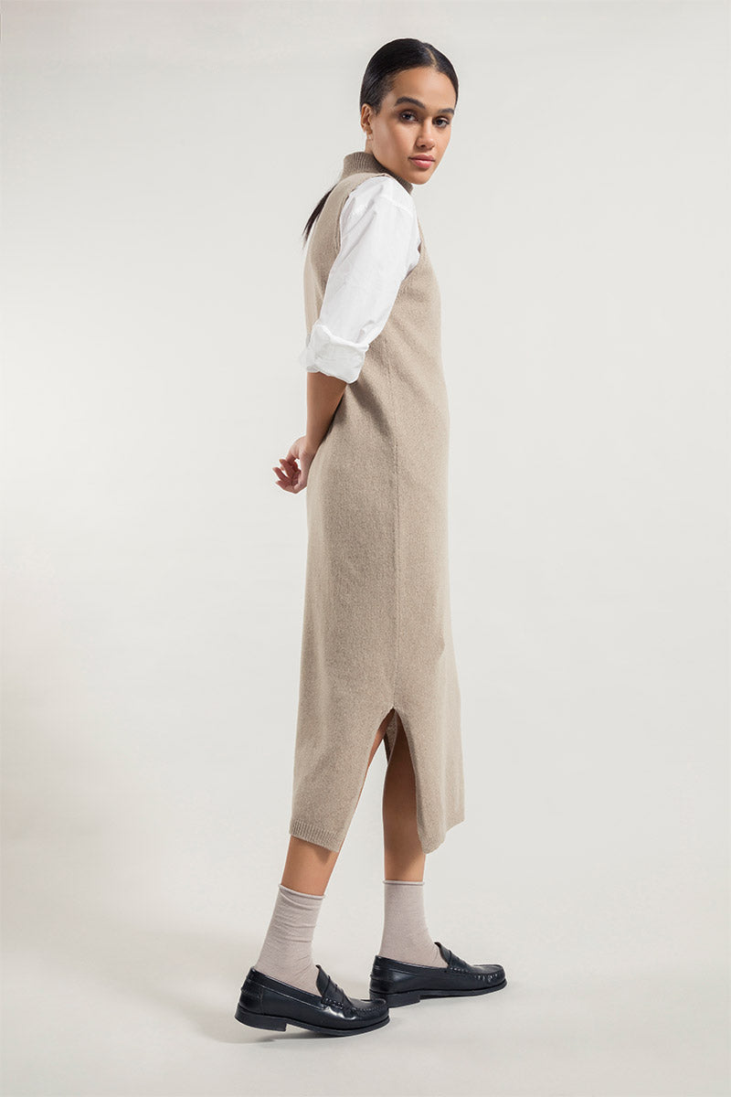 Beige Sabbia | Abito Cashmere Rigenerato Michela