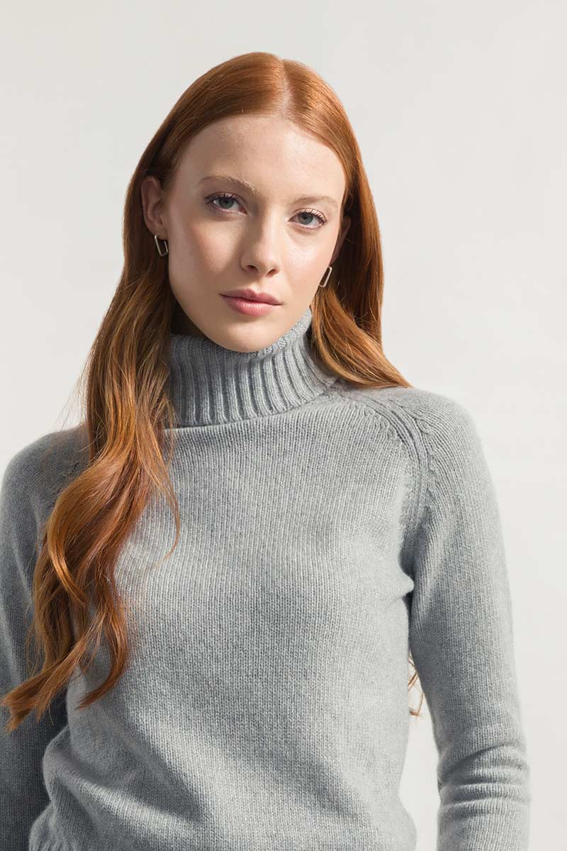 Grey cashmere turtleneck sweater women's best sale