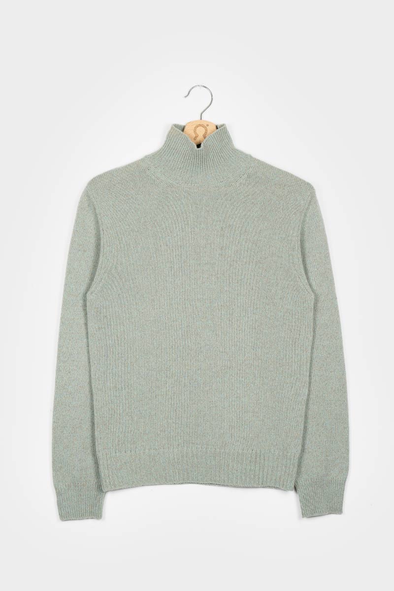 Mouline Verde Licheni | Maglia collo alto cashmere rigenerato