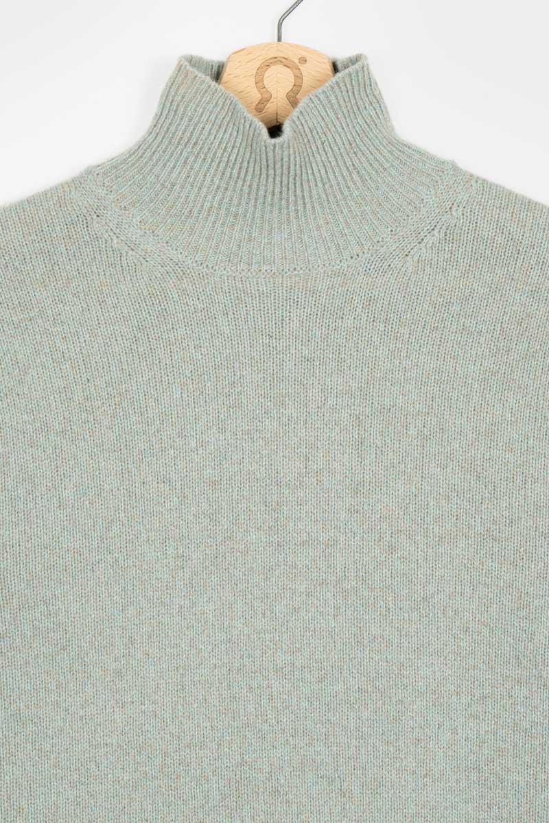 Mouline Verde Licheni | Maglia collo alto cashmere rigenerato