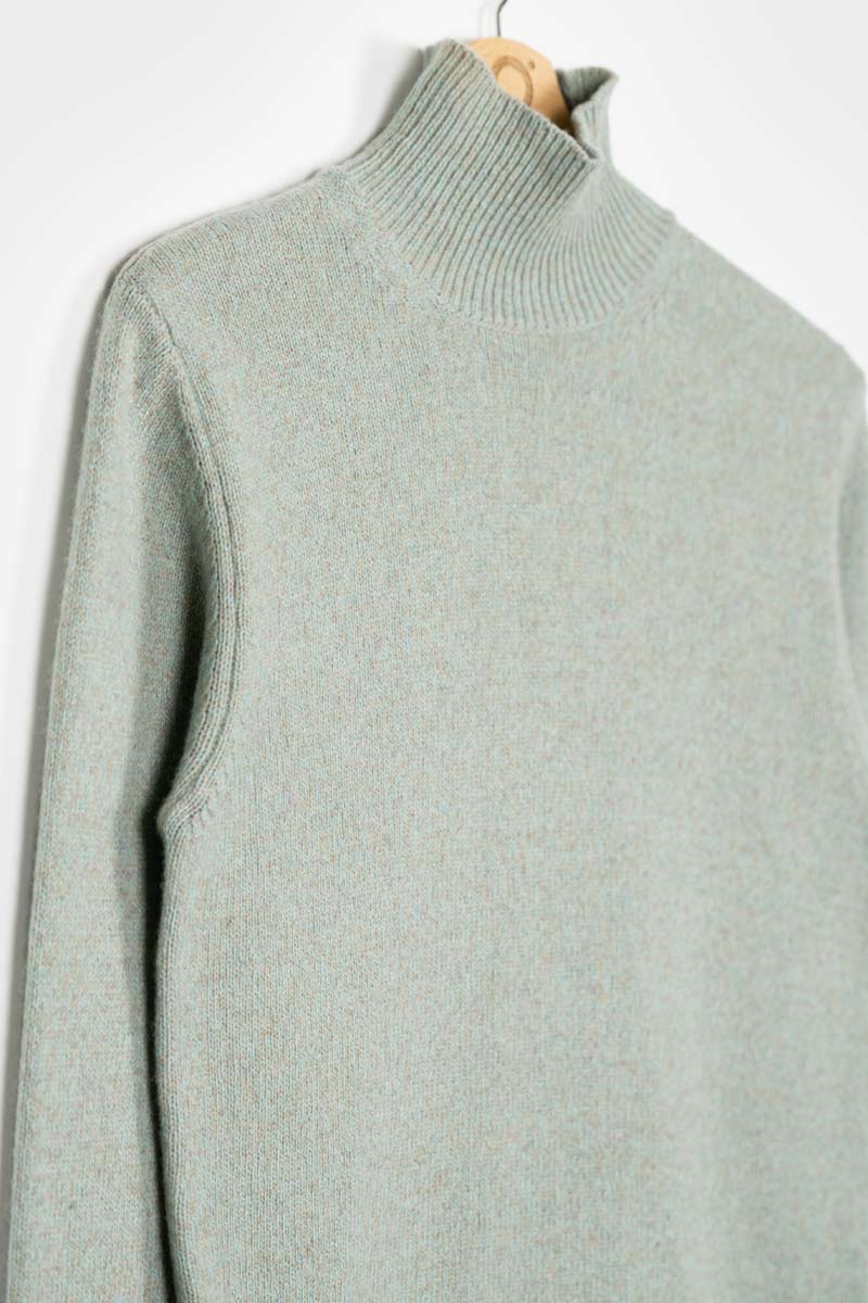 Mouline Verde Licheni | Maglia collo alto cashmere rigenerato