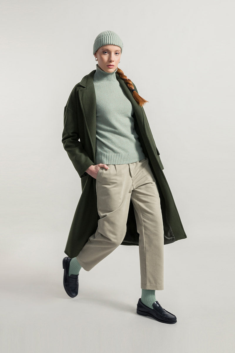 Mouline Verde Licheni | Maglia collo alto cashmere rigenerato