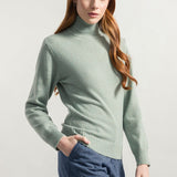 Mouline Verde Licheni | Maglia collo alto cashmere rigenerato