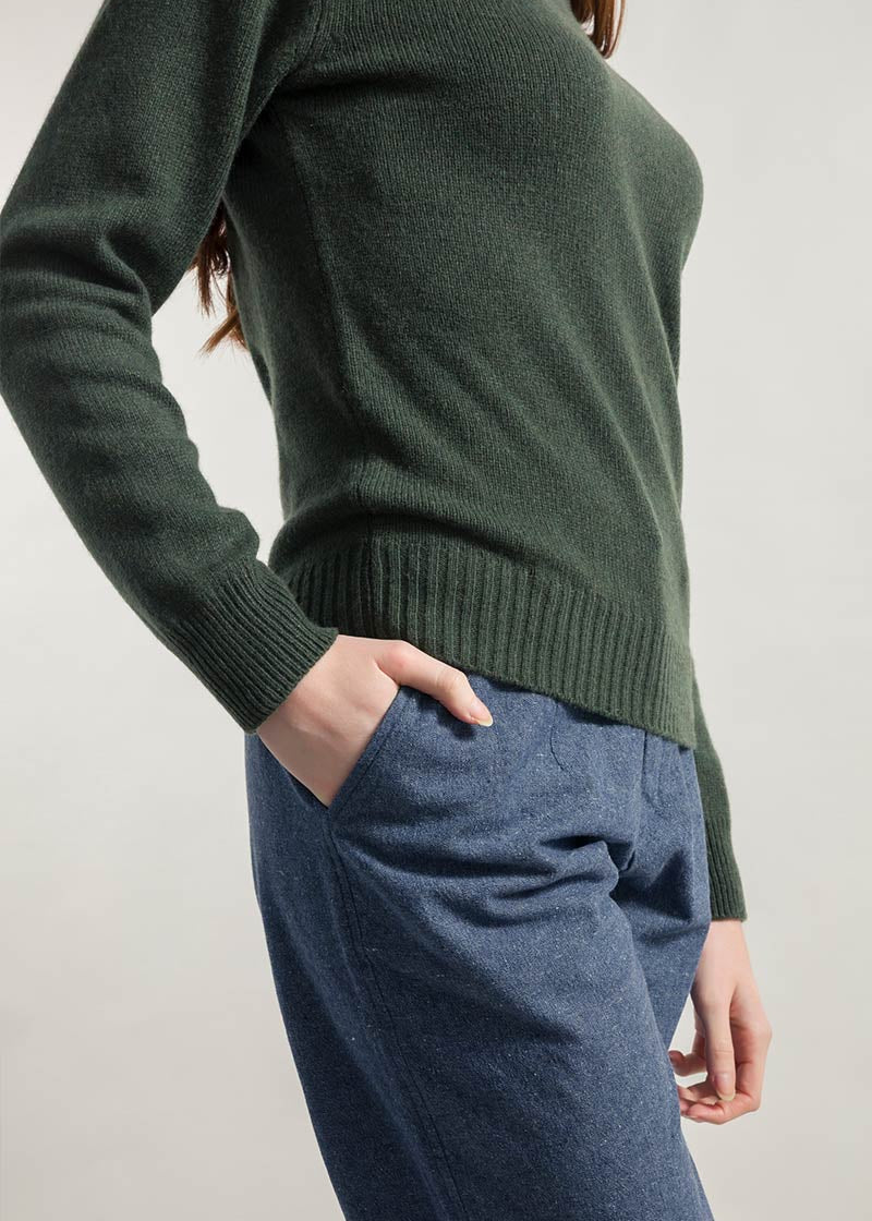 Verde Foresta | Maglia collo alto cashmere rigenerato