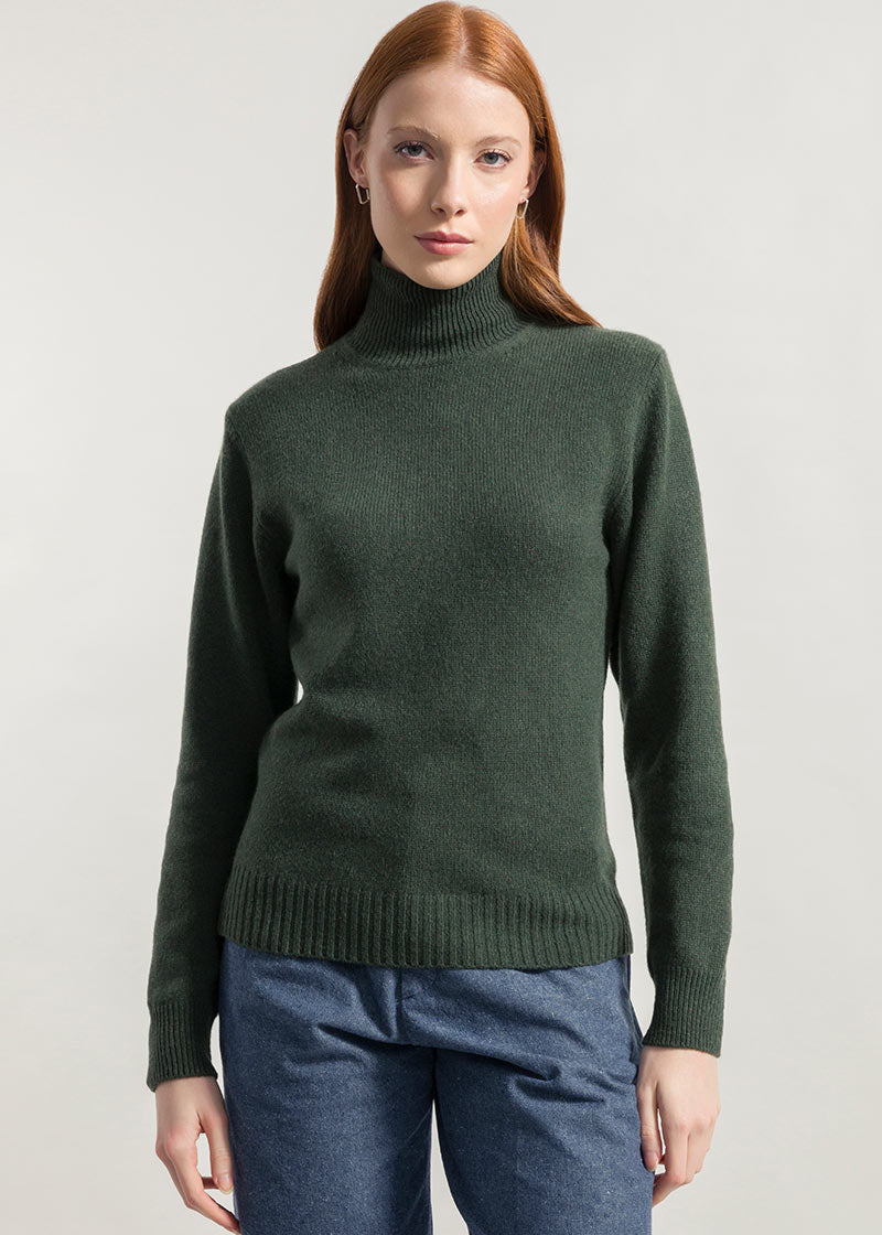 Verde Foresta | Maglia collo alto cashmere rigenerato