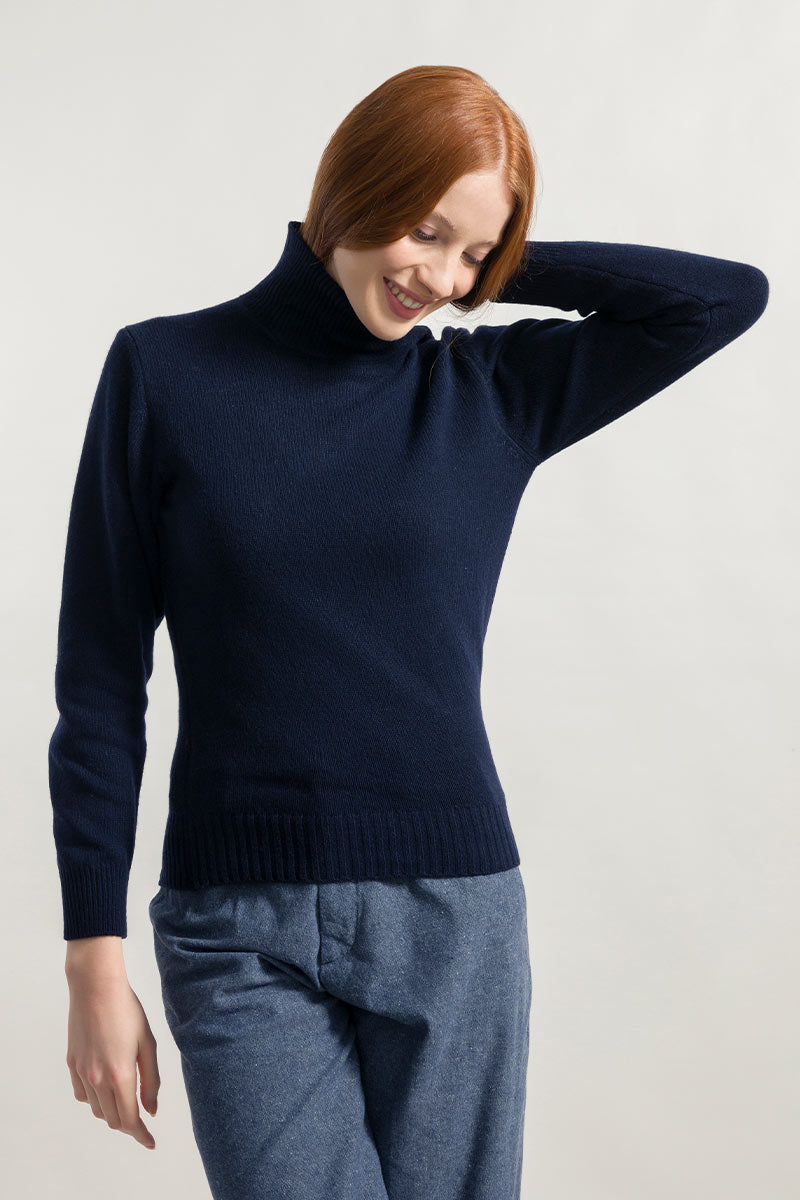 Blu Mora | Maglia collo alto cashmere rigenerato