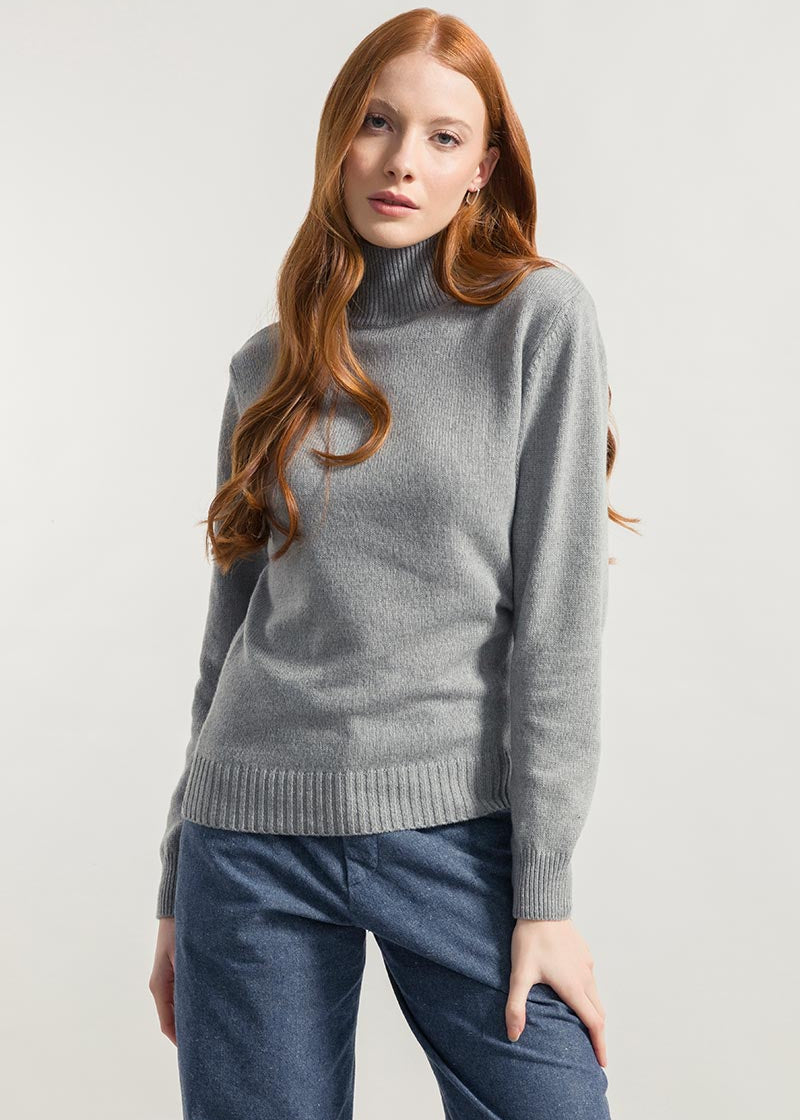 Grigio Calce | Maglia collo alto cashmere rigenerato