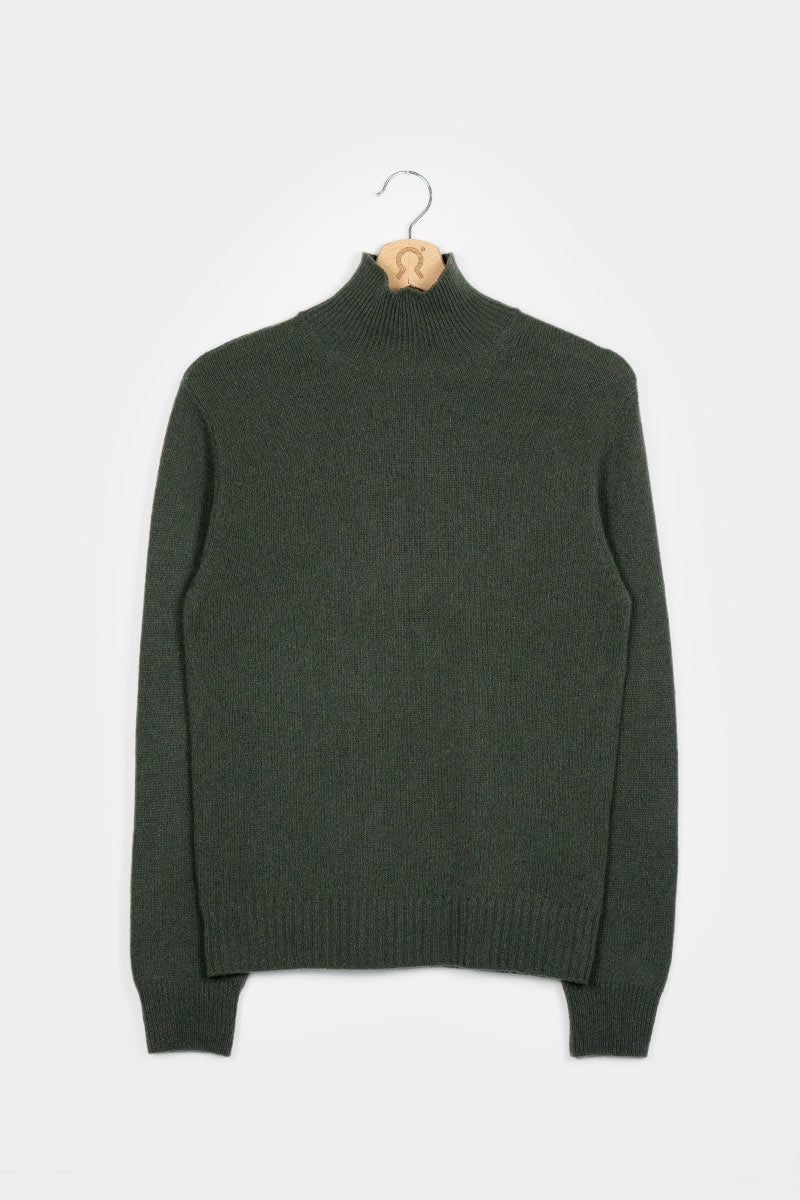 Verde Foresta | Maglia collo alto cashmere rigenerato