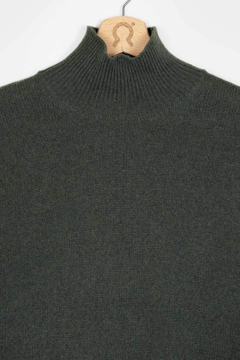 Verde Foresta | Maglia collo alto cashmere rigenerato