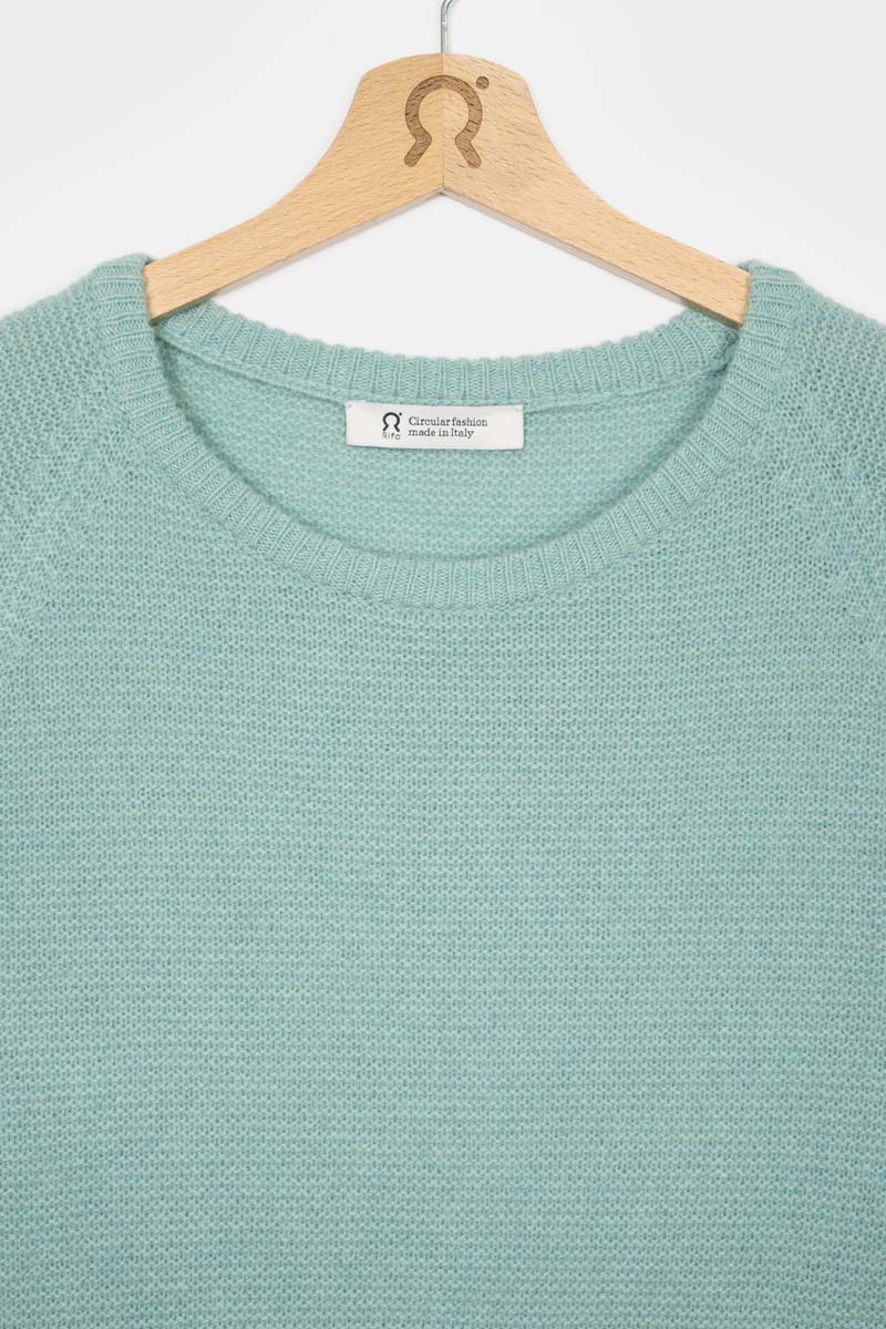 Women Recycled Cashmere Raglan Sweater Mint Green Rifò