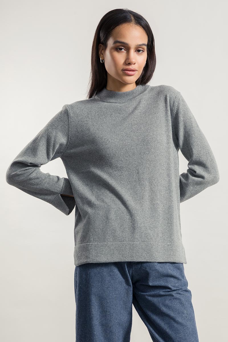 Grigio Cemento | Maglia donna cashmere rigenerato