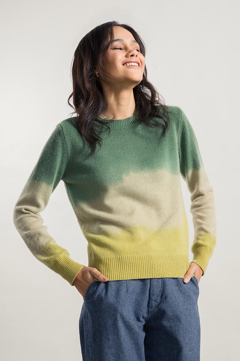 Verde-Giallo | Maglia Donna Cashmere Rigenerato Fiammetta