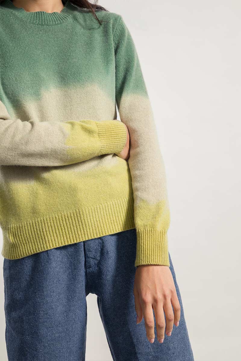 Verde-Giallo | Maglia Donna Cashmere Rigenerato Fiammetta