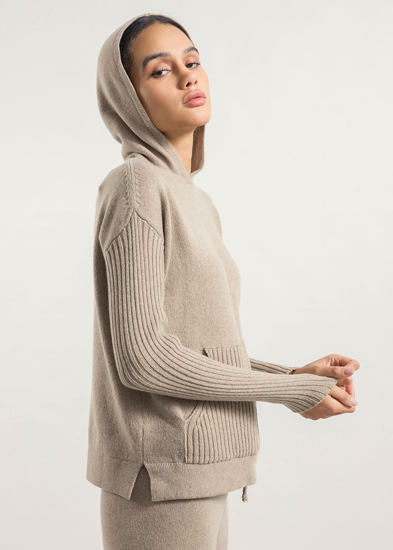 Beige Sabbia | Felpa Donna Cashmere Rigenerato Fiona