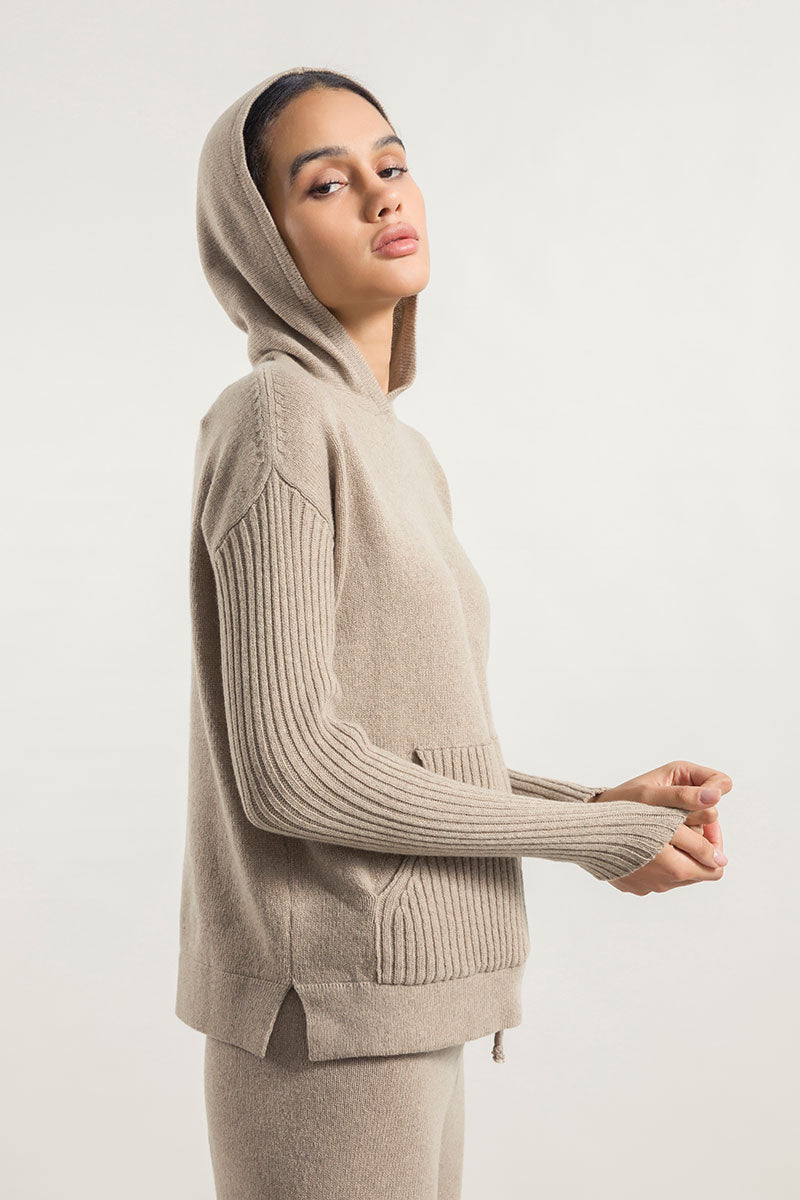 Beige Sabbia | Felpa Donna Cashmere Rigenerato Fiona