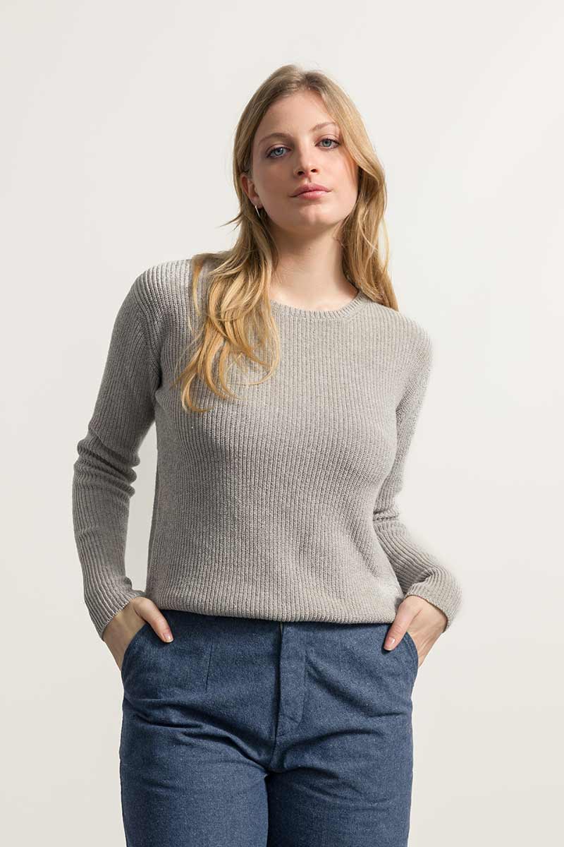 Grigio Ghiaccio | Maglia Donna Cotone Rigenerato Olga