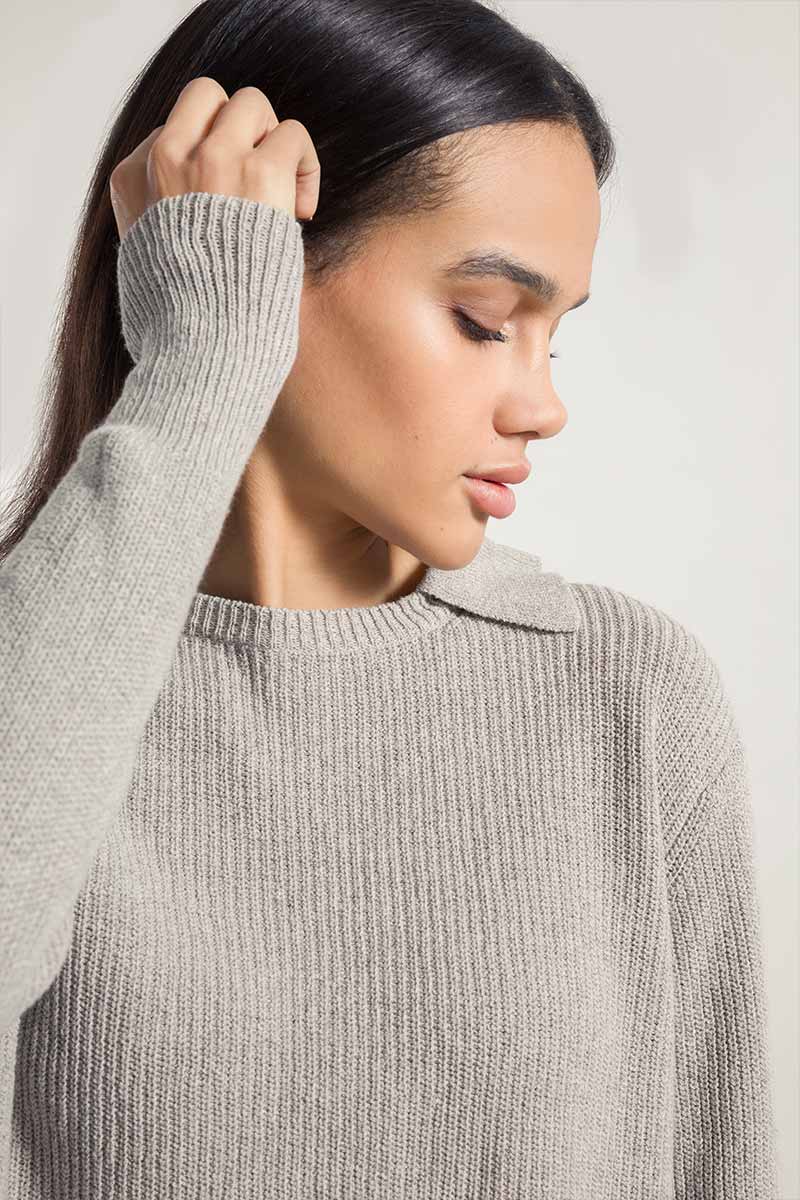 Grigio Ghiaccio | Maglia Donna Cotone Rigenerato Olivia