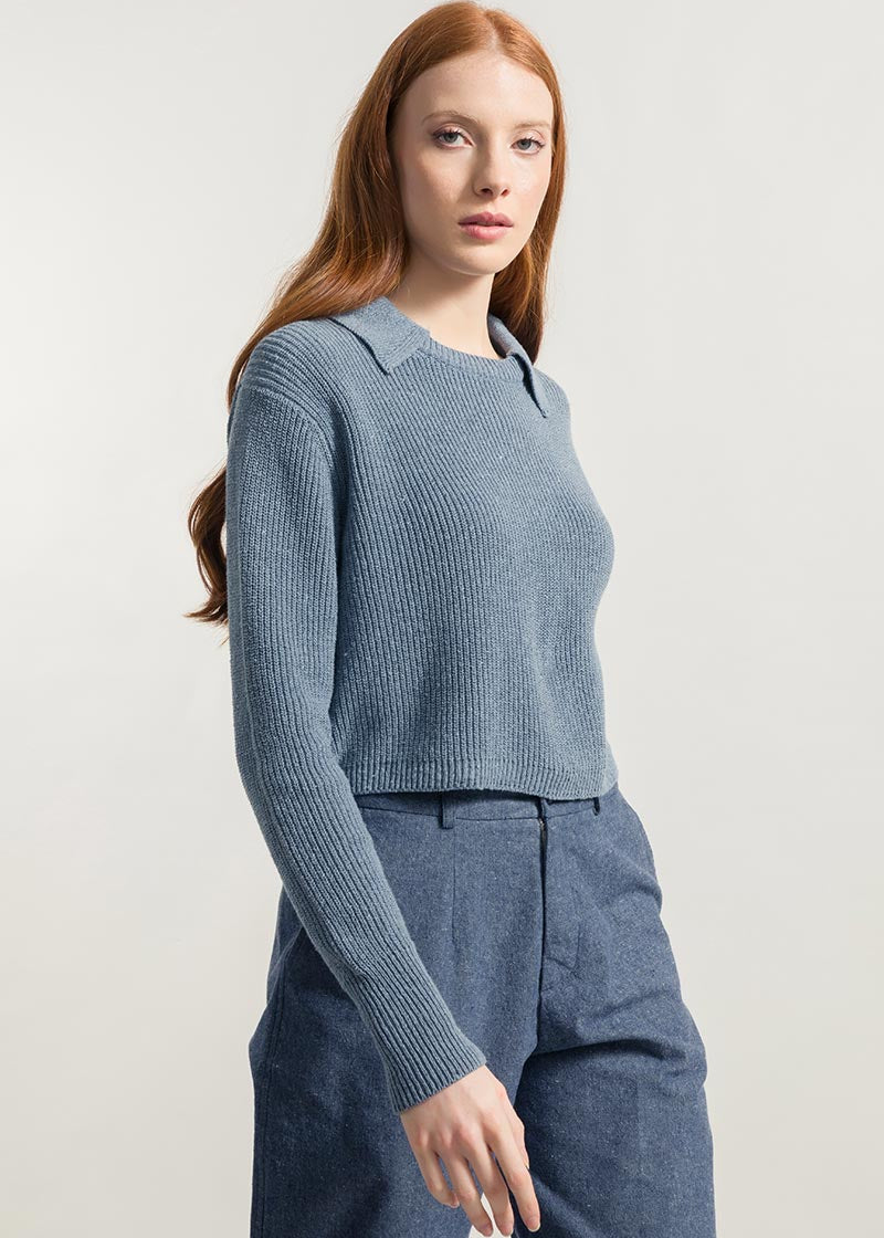 Blu Atlantico | Maglia polo cotone jeans