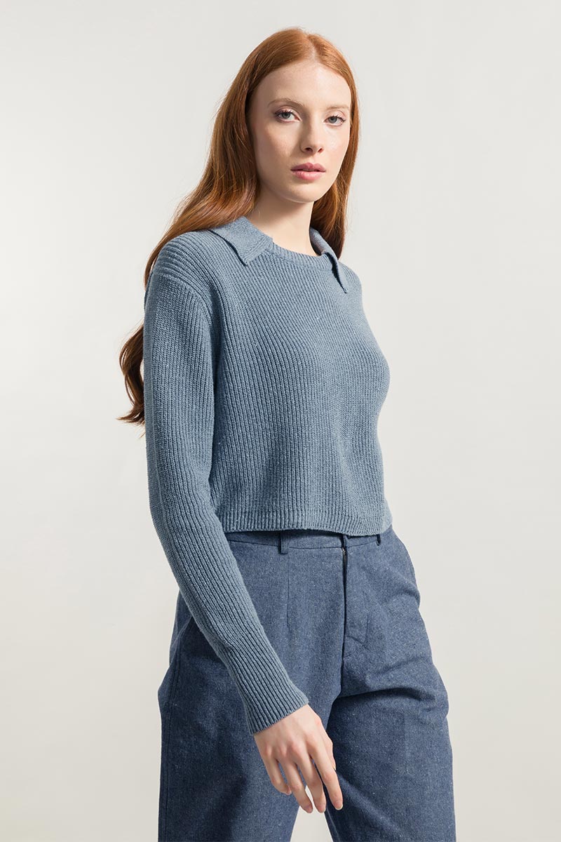 Blu Atlantico | Maglia polo cotone jeans