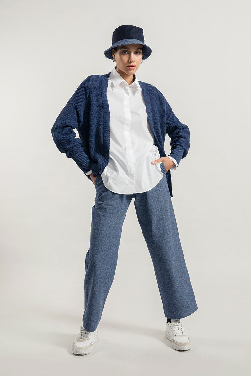 Blu Baltico | Cardigan Cotone Donna Jeans Rigenerato