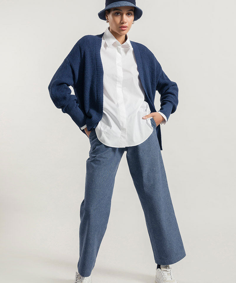 Blu Baltico | Cardigan Cotone Donna Jeans Rigenerato