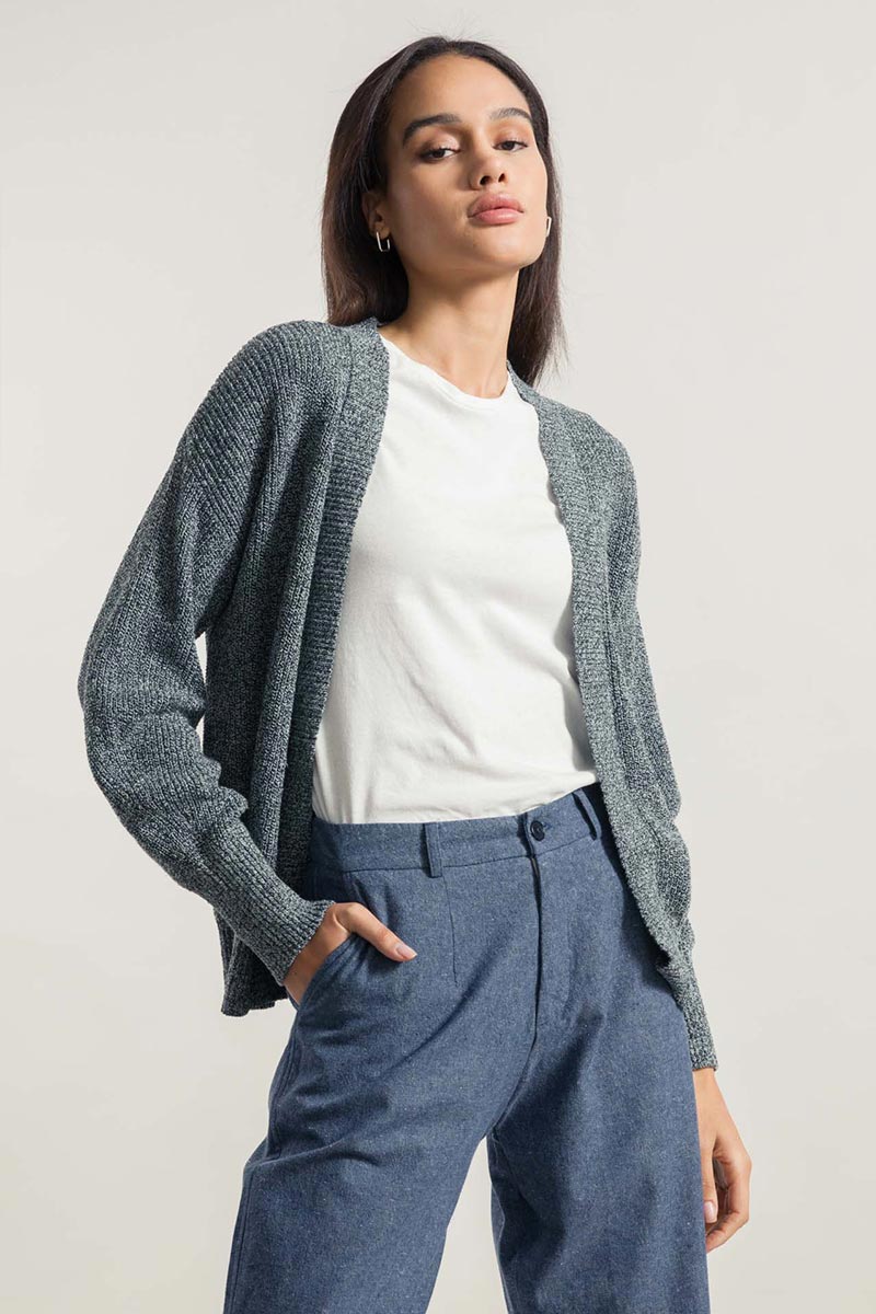 Rifò CARA Cardigan Donna Cotone Jeans Rigenerato