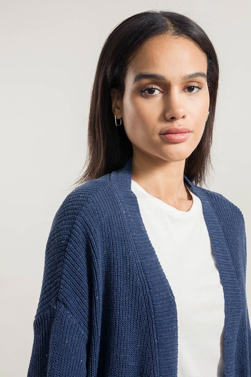 Blu Baltico | Cardigan Cotone Donna Jeans Rigenerato