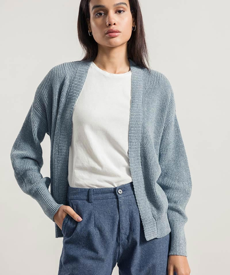 Mouline Azzurro Mediterraneo | Cardigan Cotone Donna Jeans Rigenerato