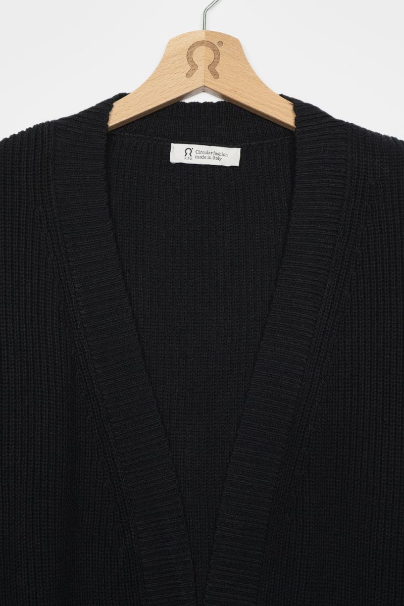 Nero Lavagna | Cardigan Donna Cotone Rigenerato Irma