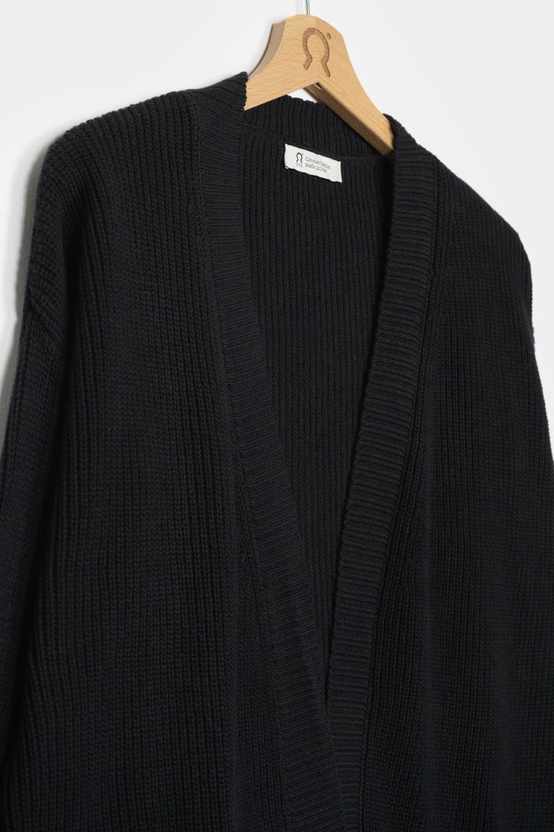 Nero Lavagna | Cardigan Donna Cotone Rigenerato Irma