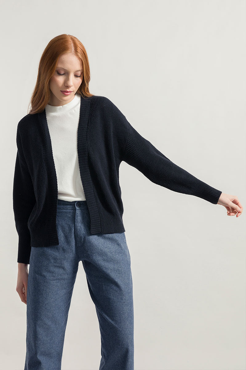 Nero Lavagna | Cardigan Donna Cotone Rigenerato Irma