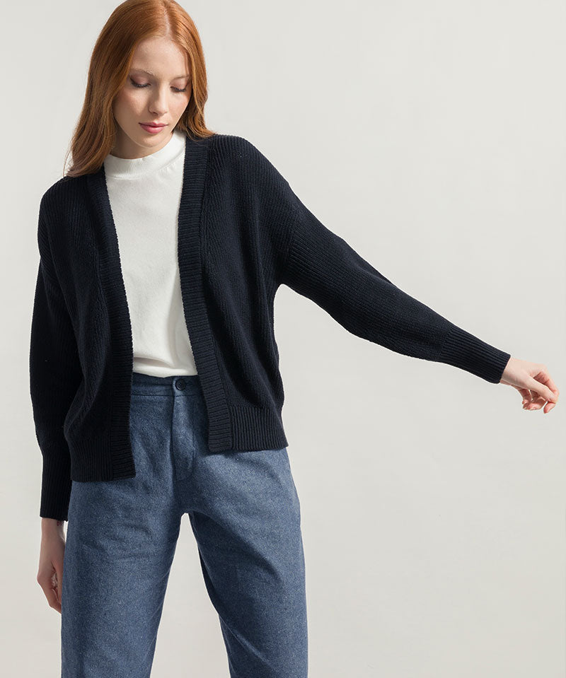 Nero Lavagna | Cardigan Donna Cotone Rigenerato Irma