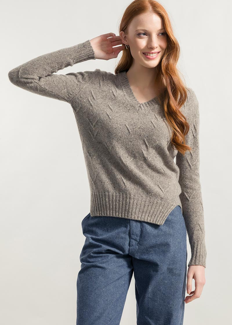 Greige Nebbia | Maglia Donna Cashmere Rigenerato Eliana