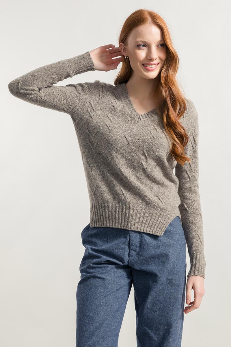 Greige Nebbia | Maglia Donna Cashmere Rigenerato Eliana