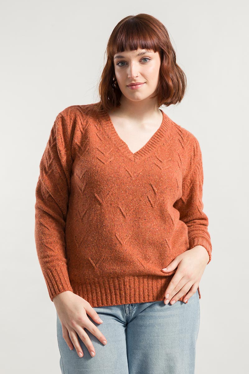 Arancio Ruggine | Maglia Donna Cashmere Rigenerato Eliana