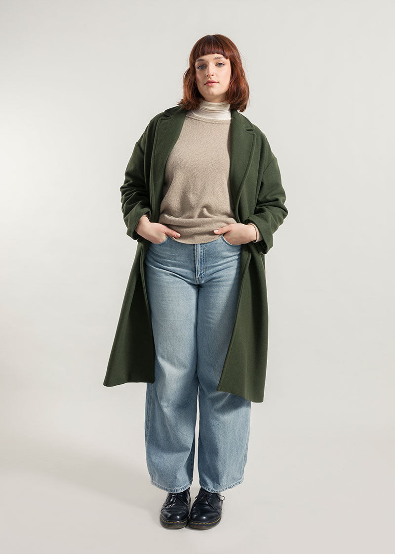 Verde Felce | Cappotto lungo donna lana rigenerata