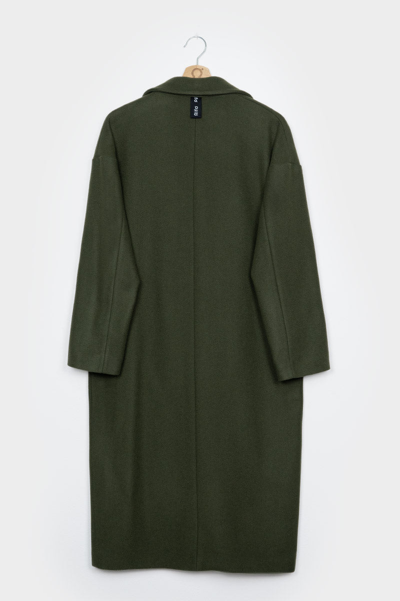 Verde Felce | Cappotto lungo donna lana rigenerata