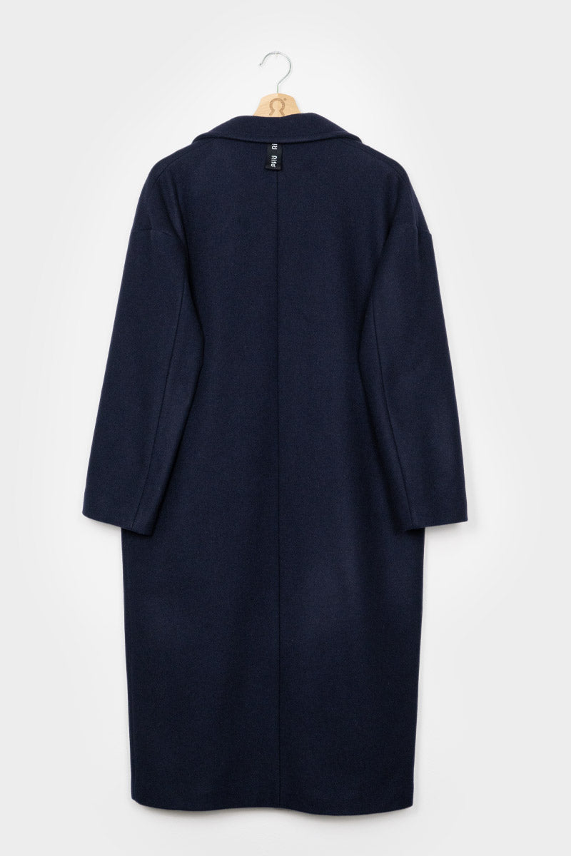 Blu Marina | Cappotto lungo donna lana rigenerata