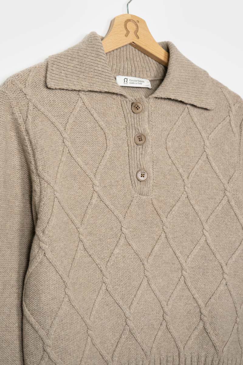 Beige Sabbia | Maglia Donna Lana Rigenerata Sara