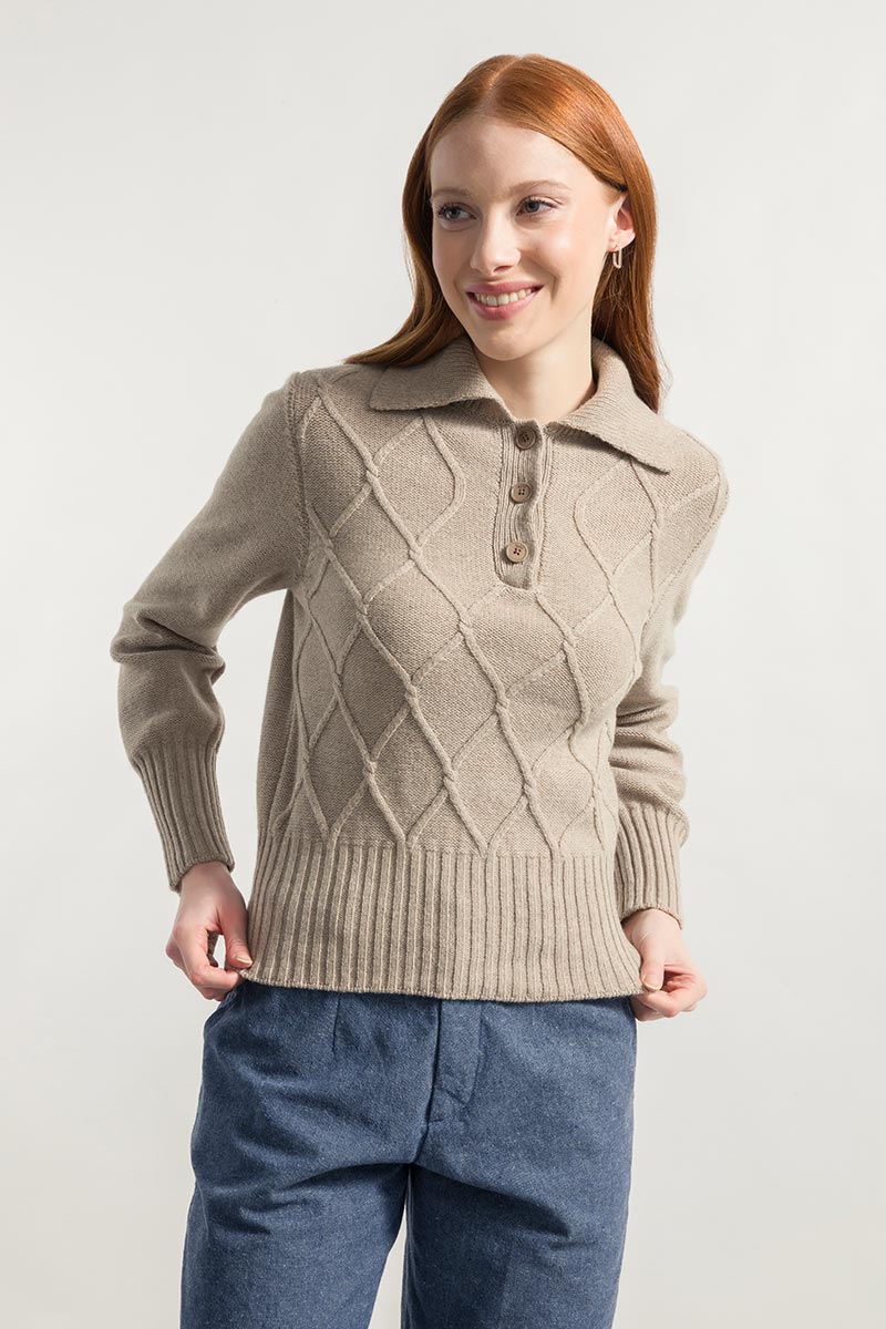 Beige Sabbia | Maglia Donna Lana Rigenerata Sara